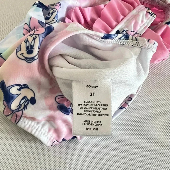 Disney Minnie Baby One Piece Swimsuit Size 2 Toddler Girls Pink Lined UPF 50+ - Picture 7 of 8